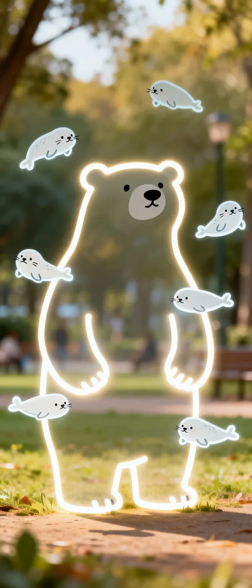 "Un orso polare in stile disegno minimalista per bambini..."