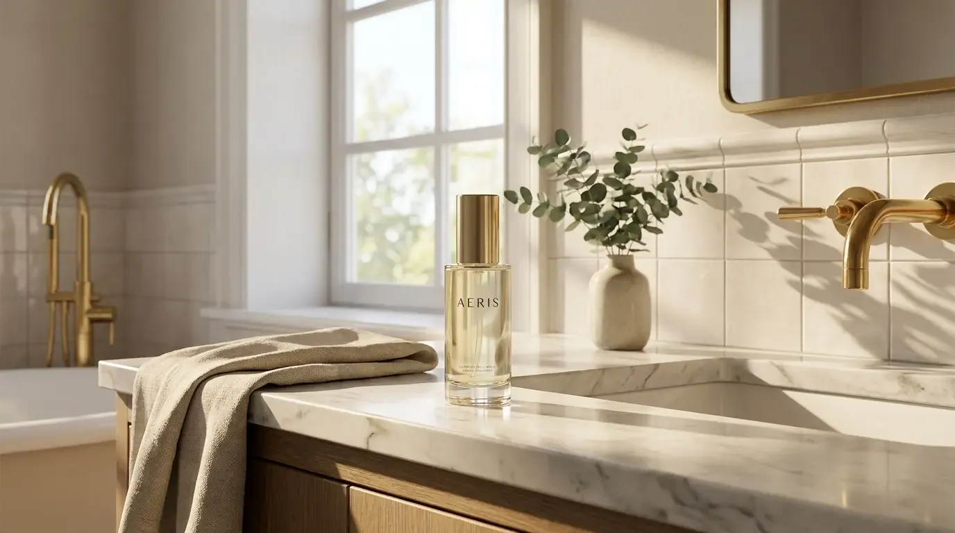 Bir cilt bakım ürününün lifestyle sahnesine doğal şekilde yerleştirilmesi