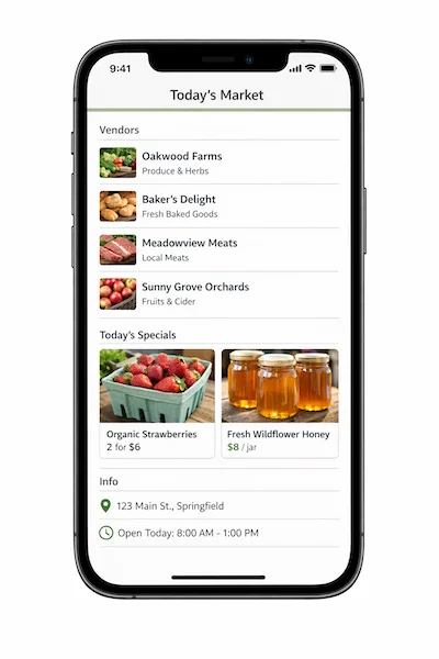 Realistisches mobiles App-UI-Mockup im iPhone-Rahmen