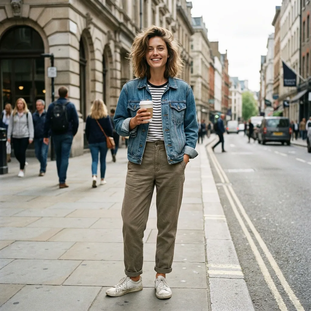 Before: Model wearing sneakers