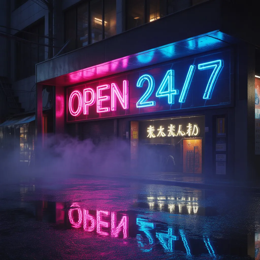 Multi-language neon with realistic light diffusion