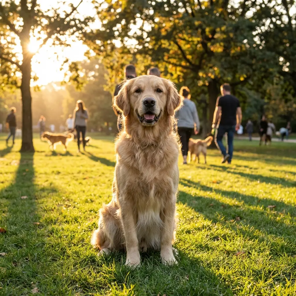 Original: Golden retriever on grass