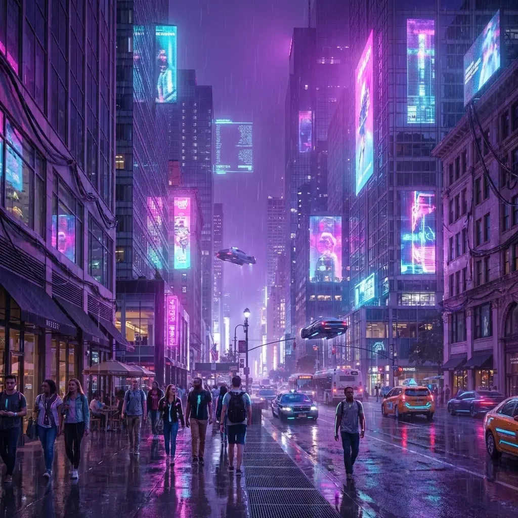 Cyberpunk transformation with architectural consistency