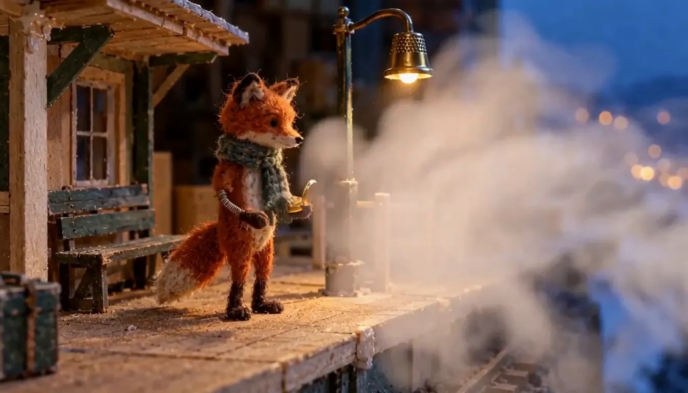 MiniMax H3: Felt fox on a model platform